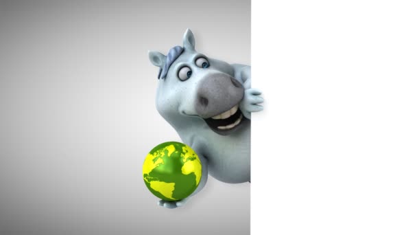 Rolig Häst Med Globe Animation — Stockvideo