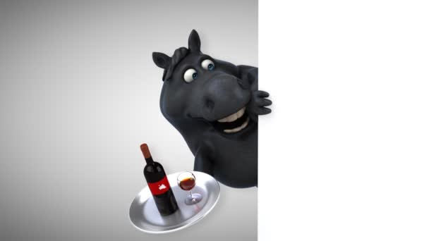 Cavalo Divertido Com Vinho Animação — Vídeo de Stock