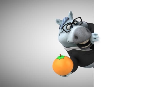 Zabawne Konia Pomarańczowy Animacja — Wideo stockowe