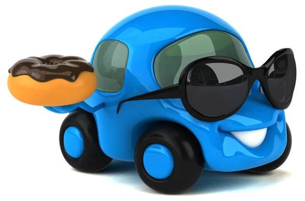 Coche Divertido Con Rosquilla Ilustración —  Fotos de Stock