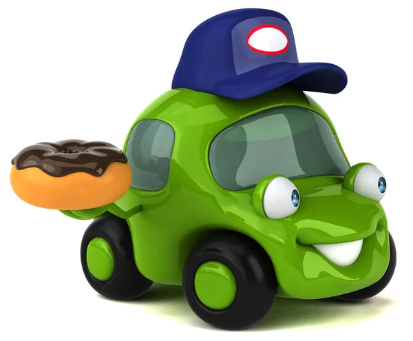 Carro Divertido Com Donut Ilustração — Fotografia de Stock