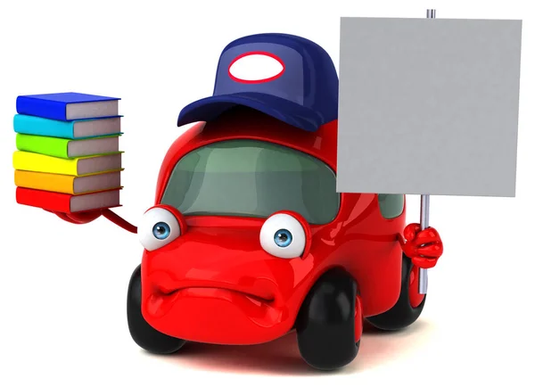 Leuke Auto Met Boeken Illustratie — Stockfoto