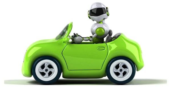 Araba Resimde Yeşil Robot — Stok fotoğraf