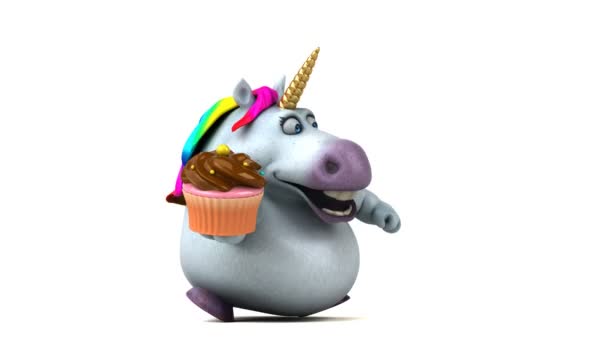 Leuk Personage Met Cupcake Animatie — Stockvideo