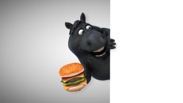 ハンバーガー アニメーションで楽しい馬 — ストック動画