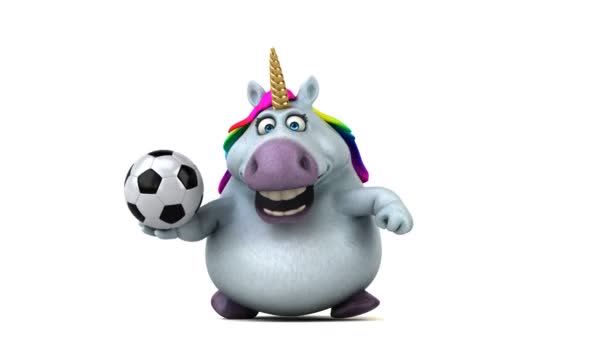 Divertido Unicornio Con Pelota Animación — Vídeos de Stock