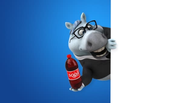 Divertido Caballo Con Soda Animación — Vídeo de stock