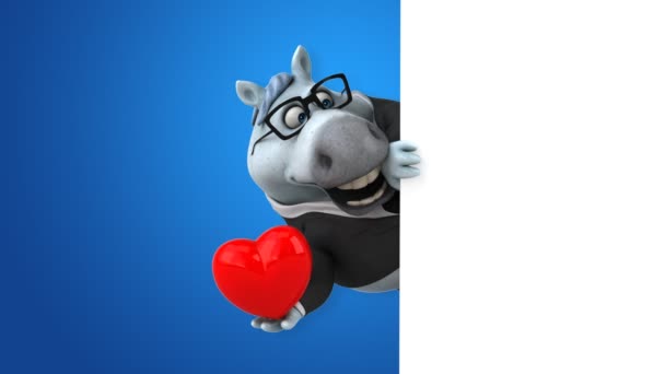 Divertido Caballo Con Corazón Animación — Vídeo de stock