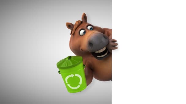 Divertido Caballo Con Bin Animación — Vídeo de stock