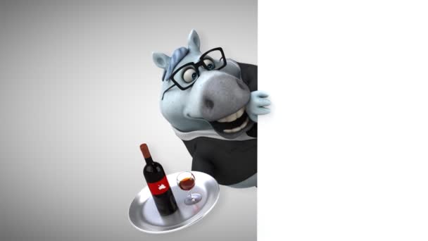 Divertente Cavallo Con Vino Animazione — Video Stock