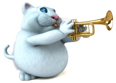 Müzik - 3d çizim eğlenceli çizgi film karakteri