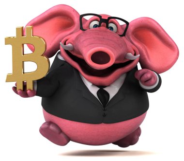 Eğlenceli çizgi film karakteri ile bit sikke - 3d çizim