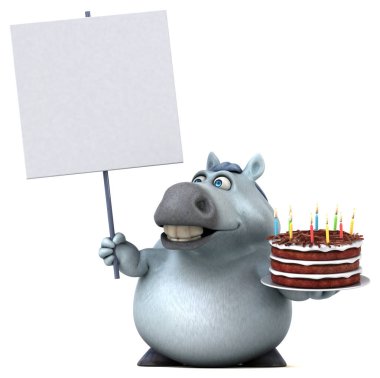 Eğlenceli çizgi film karakteri ile kek - 3d çizim