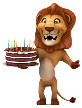 Eğlenceli çizgi film karakteri ile kek - 3d çizim