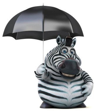 Şemsiye - 3d çizim ile eğlenceli zebra