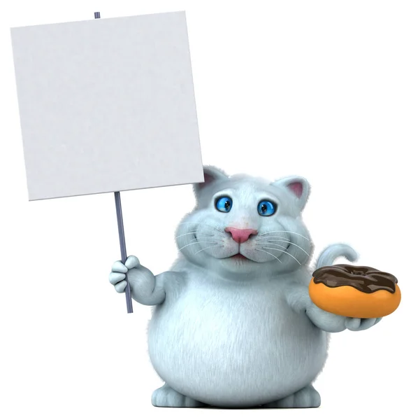 Divertente Personaggio Gatto Con Ciambella Illustrazione — Foto Stock