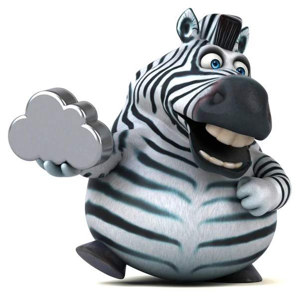 Zebra Divertente Con Nuvola Illustrazione — Foto Stock