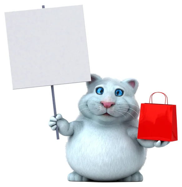 Divertente Personaggio Gatto Con Bag Illustrazione — Foto Stock