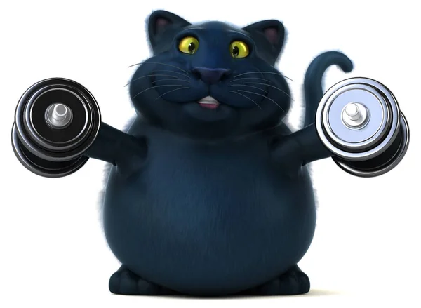 Leuke Kat Karakter Met Gewichten Illustratie — Stockfoto