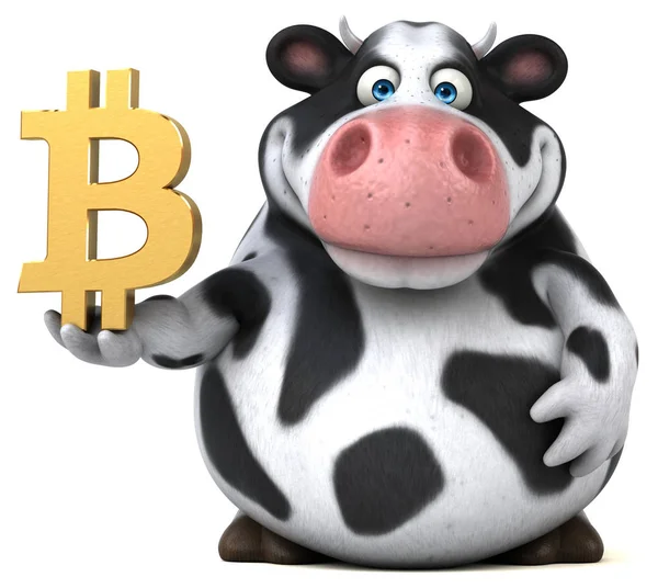 Spaß Cartoon Figur Mit Bitcoin Illustration — Stockfoto