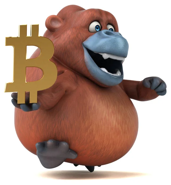 Rolig Tecknad Figur Med Bit Coin Illustration — Stockfoto