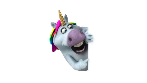 Caractère licorne amusant avec carte - Illustration 3D 