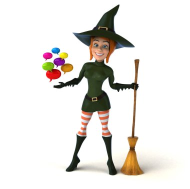 Seksi cadı ile - 3d illüstrasyon kabarcıklar