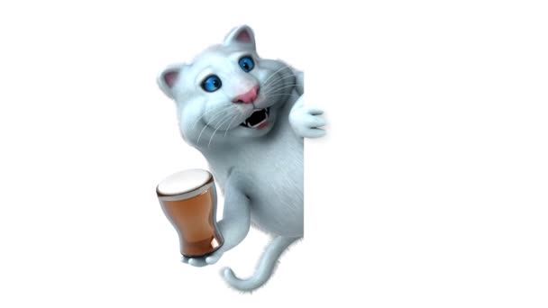 有趣的猫字符与啤酒 — 图库视频影像