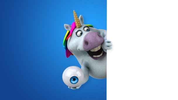 Unicornio Divertido Con Ojo Animación — Vídeo de stock