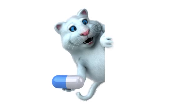 Lustige Cartoon Figur Mit Pille Animation — Stockvideo