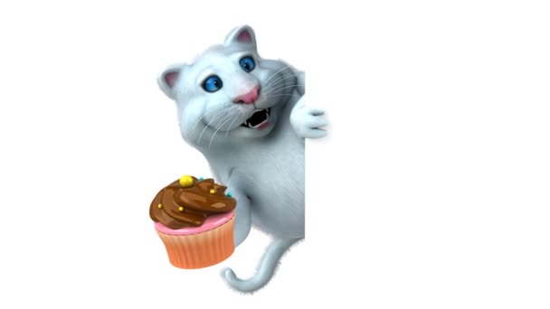 Caractère Amusant Chat Avec Cupcake Animation — Video