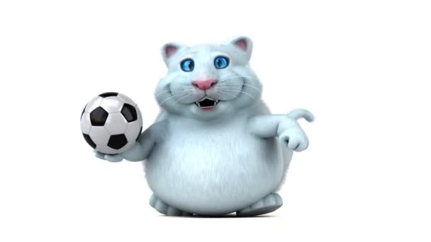 Divertido Personaje Gato Con Pelota Animación — Vídeo de stock