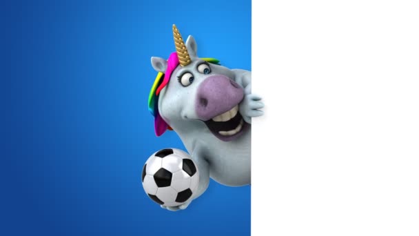 Divertido Unicornio Con Pelota Animación — Vídeo de stock