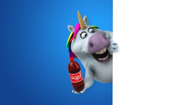 Kul Unicorn Med Soda Animation — Stockvideo