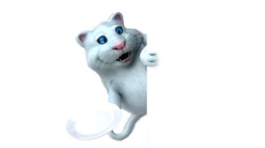 Eğlenceli kedi karakteri ile plaka - 3d animasyon 