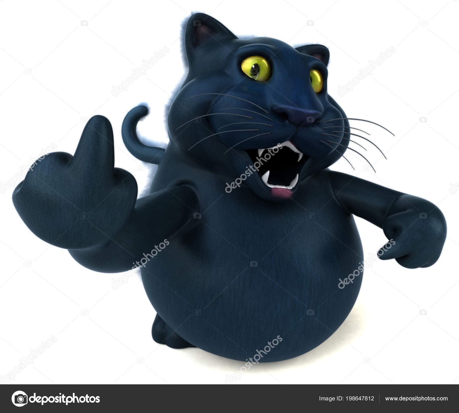 Dessin Animé Chat Noir Personnage Illustration