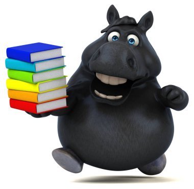 Kitaplı eğlenceli at - 3D Görüntü