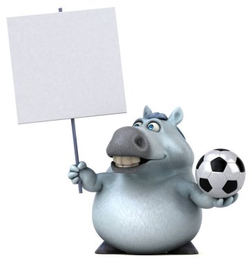 Eğlenceli çizgi film karakteri ile topu - 3d çizim