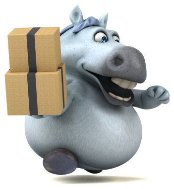 Kutuları olan eğlenceli at - 3D Görüntü