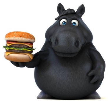 Burger - 3d çizim ile eğlenceli çizgi film karakteri