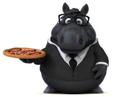 Pizza - 3d çizim ile eğlenceli çizgi film karakteri