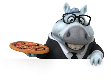 Pizza - 3d çizim ile eğlenceli çizgi film karakteri