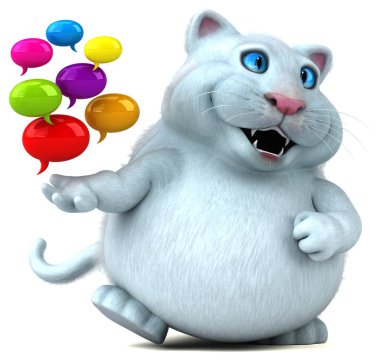 Eğlenceli çizgi film karakteri ile - 3d illüstrasyon kabarcıklar