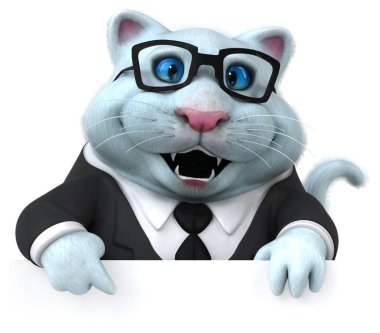 Eğlenceli kedi çizgi film karakter - 3d çizim