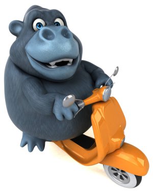 Scooter - 3d çizim üzerinde eğlenceli çizgi film karakteri