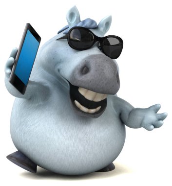 Telefonlu eğlenceli at - 3D Görüntü