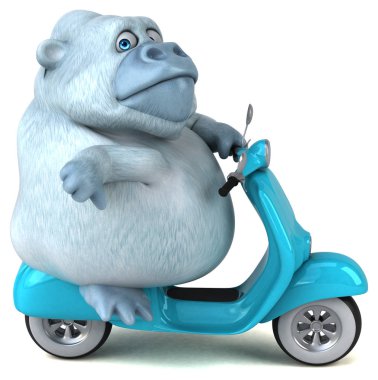 Scooter - 3d çizim üzerinde eğlenceli çizgi film karakteri