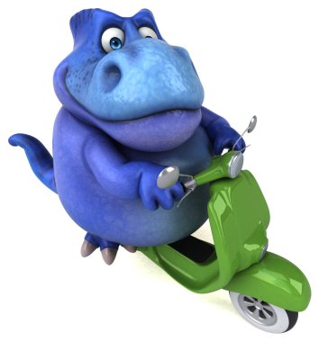 Scooter - 3d çizim üzerinde eğlenceli çizgi film karakteri