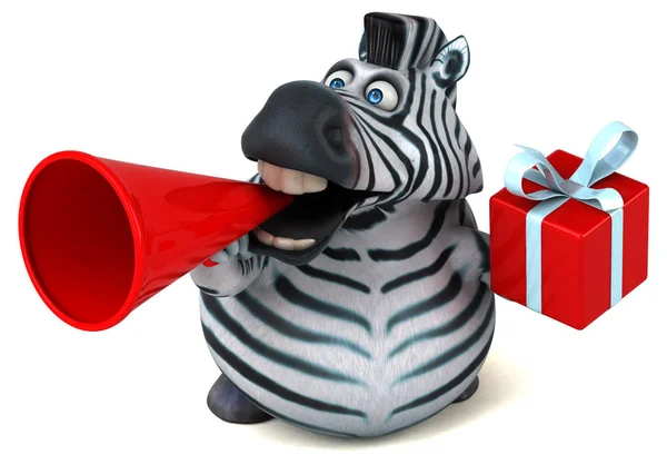 Fun Zebra Mit Geschenk Illustration — Stockfoto