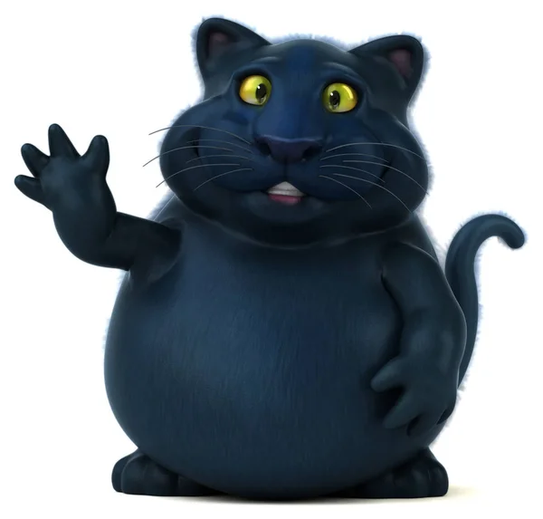 Zwarte Kat Cartoon Character Illustratie — Stockfoto
